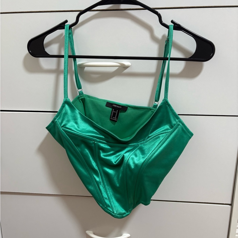 Green corset tank top